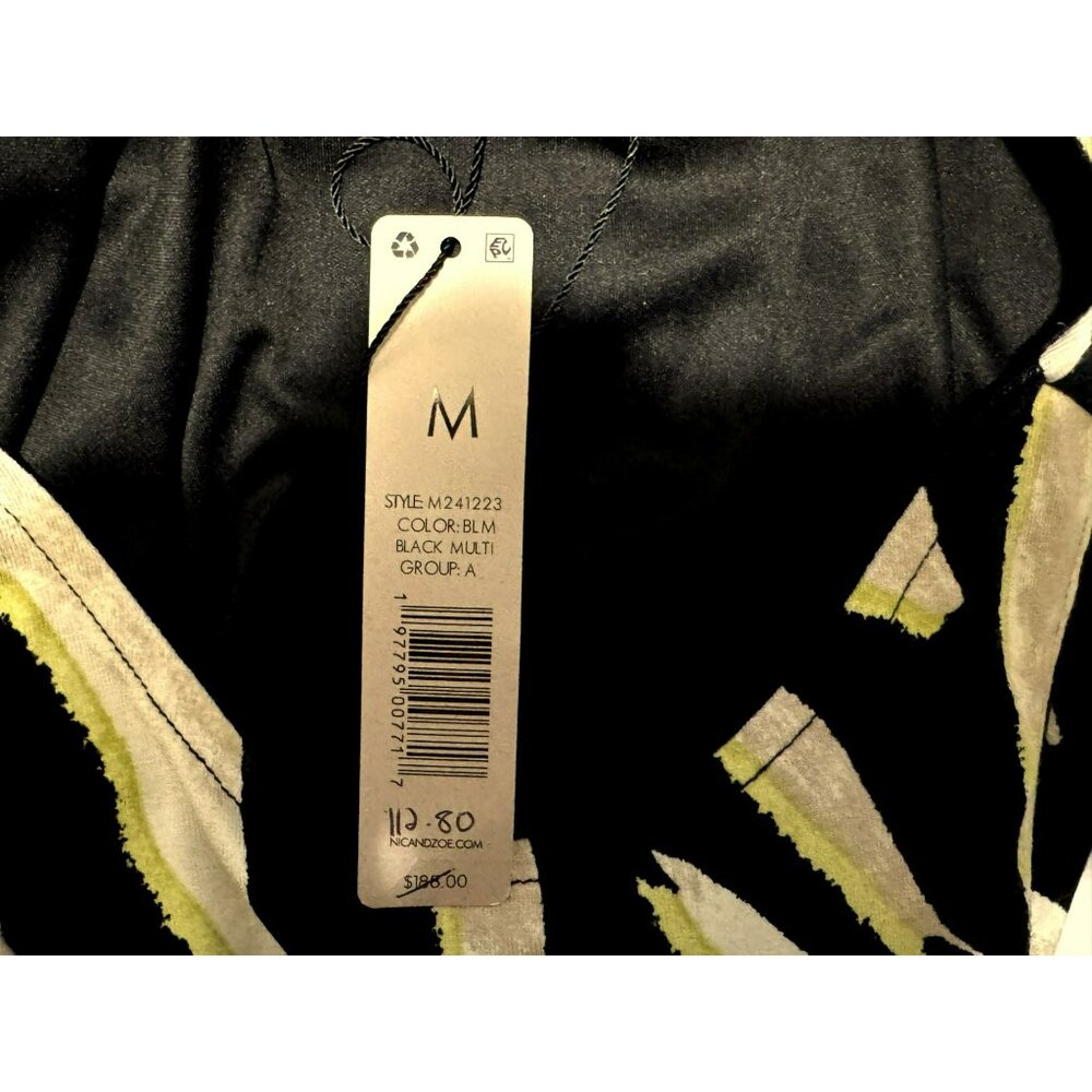 NEW Nic & Zoe Breezy Leaves Midi Dress Sz M Black Multi Lined Side Slit $188 - Picture 8 of 12